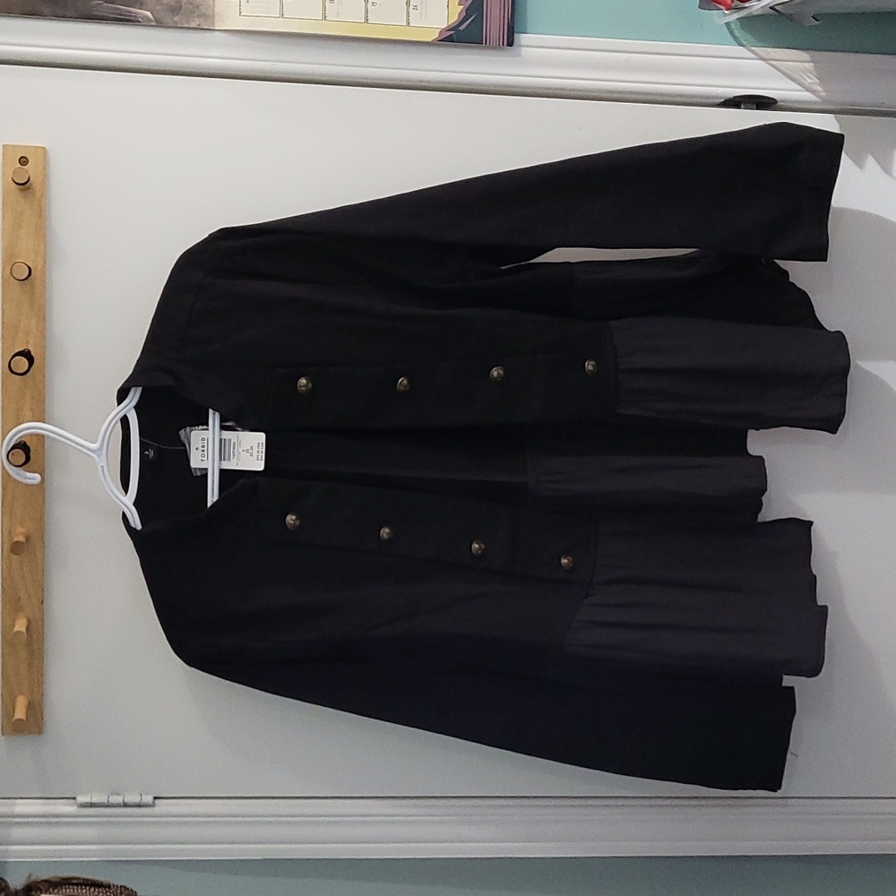 Torrid Black Twill Military Peplum Jacket in US Size 3X (form fitted at top) NWT